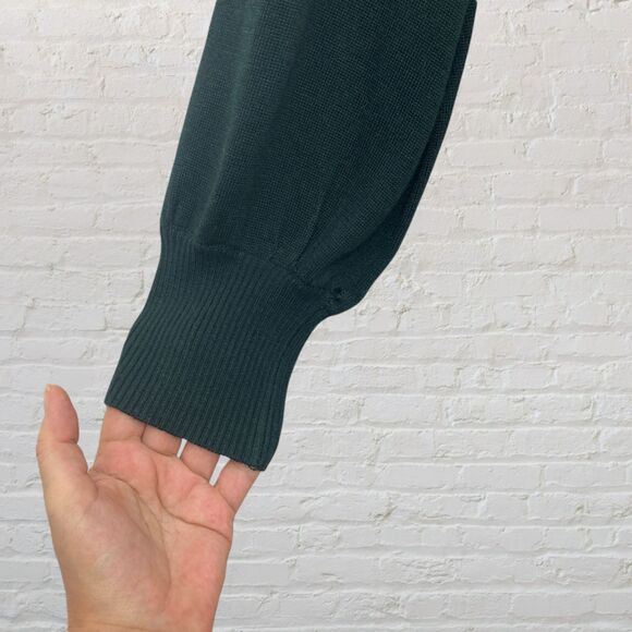 Cupio Ponderosa Green V-Neck Bishop Sleeve Sweater Soft Knit Pullover S - Picture 8 of 14